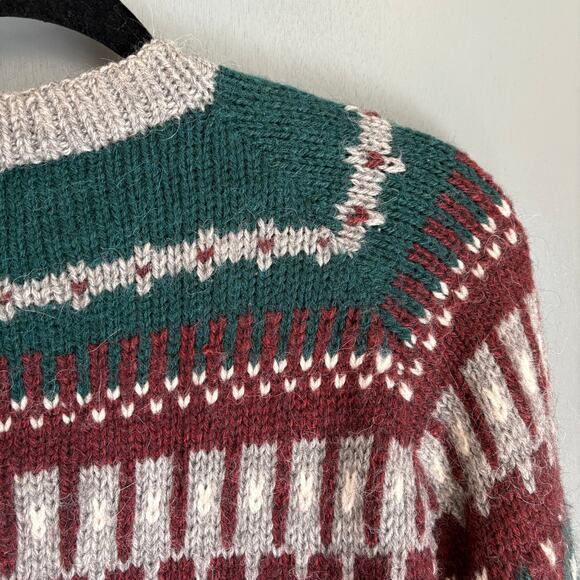 THE ALPACA CONNECTION Women's Med Green Cardigan Cottagecore Soft Geometric - Picture 6 of 12